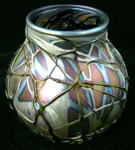 Charles Lotton Art Glass Iridescent Vase Signed 1990 From Nhantiquecoop On Ruby Lane