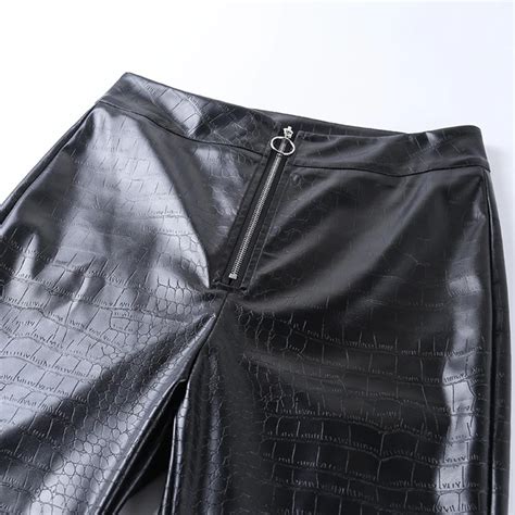 Free Shipping Pu High Waist Faux Leather Pants