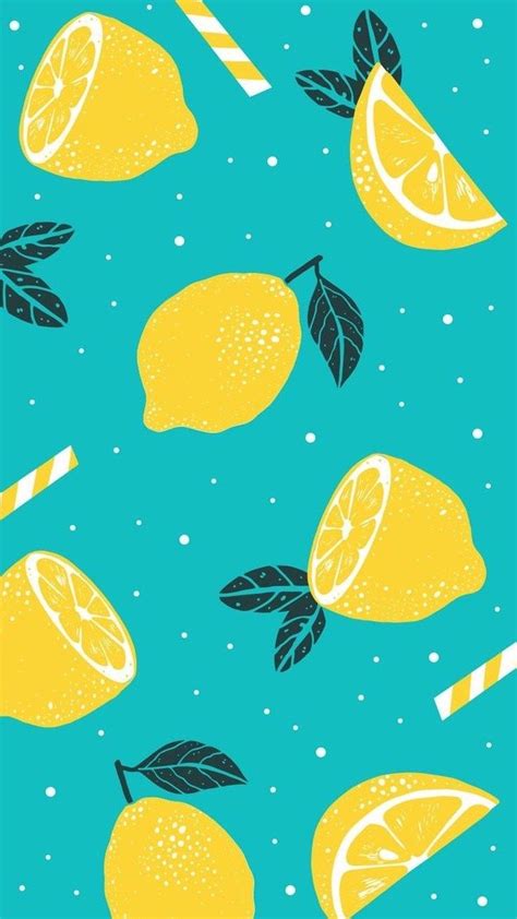 Cute Phone Backgrounds Colored Drawing Sliced Lemons On Blue