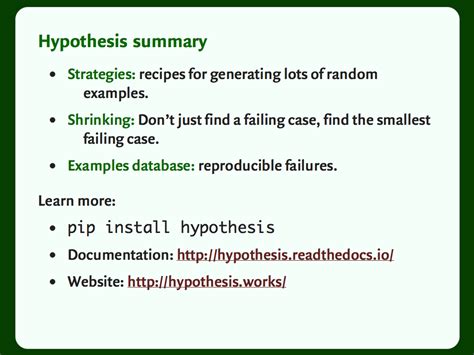 Example of directional hypothesis, women are more motivated than men. Introduction to property-based testing - alexwlchan