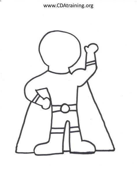 Superhero Body Outline Template Sketch Coloring Page