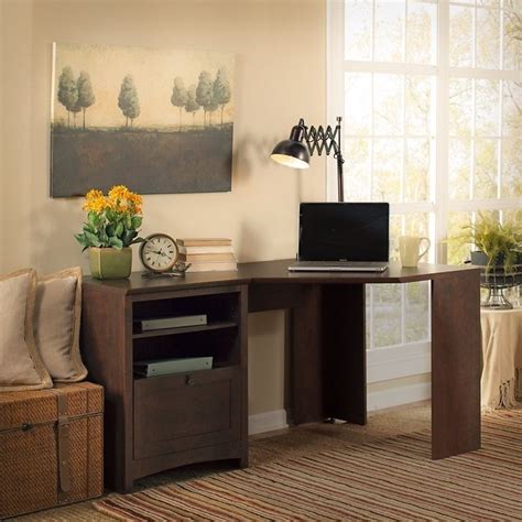 One letter file sized drawers. Bush Furniture Buena Vista Corner Desk with Tall Storage ...