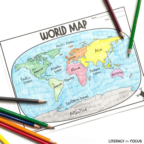 Printable World Map Worksheet And Quiz Literacy In Focus — Db
