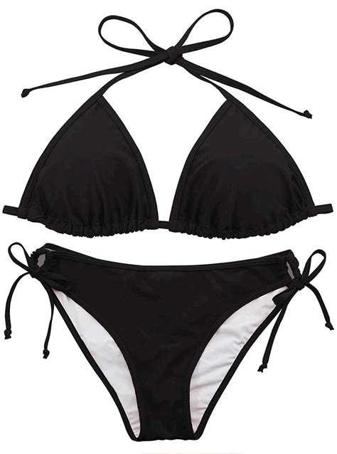 century star women tie side bottom padded top triangle bikini black size 8 0 k ebay