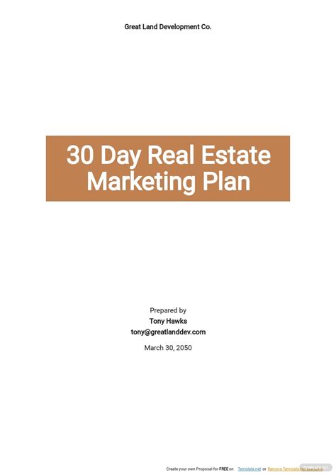 Real Estate Marketing Plan Templates Documents Design Free