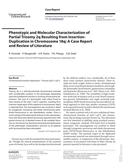 PDF Phenotypic And Molecular Characterization Of Partial Trisomy 2q