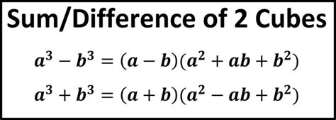 Sumdifference Of 2 Cubes