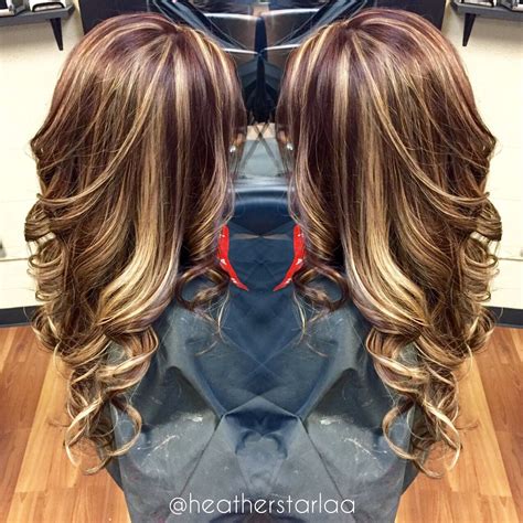 50.brown hair with blonde and red highlights. Pin on Hair by Heather.