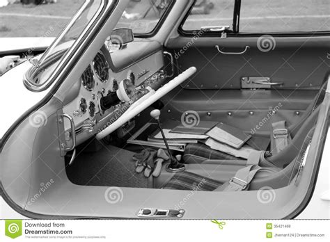 Classic Mercedes Super Sports Car Cabin Bandw Editorial