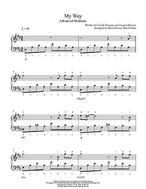 My Way By Frank Sinatra Piano Sheet Music Advanced Level