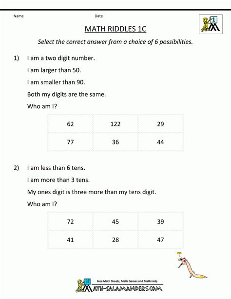 Printable Math Riddles Worksheets Printable Worksheets