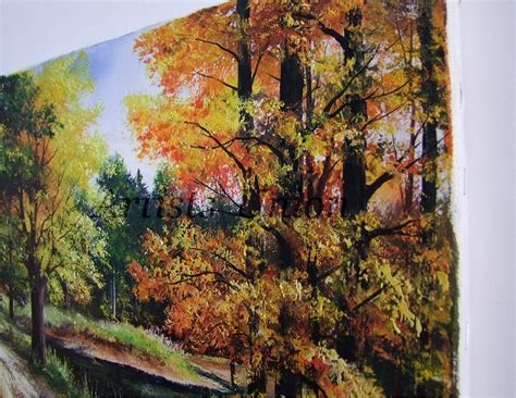 Fall Landscape Original Oil Painting Autumn Impasto Art Forest River