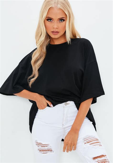 Black Drop Shoulder Oversized T Shirt Missguided Summer Tops Women Casual Womens Casual