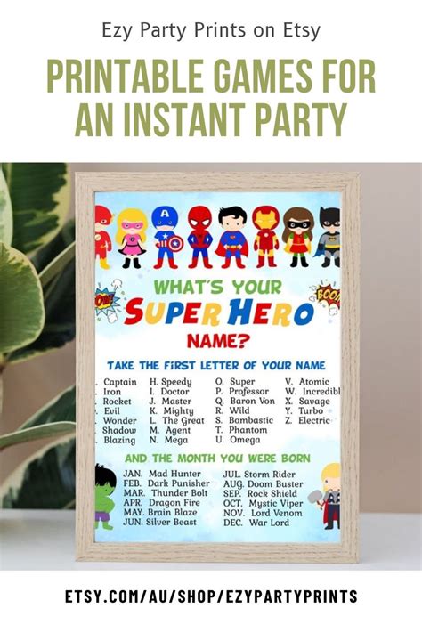 What Is Your Superhero Name Game Instant Download Instant Etsy España