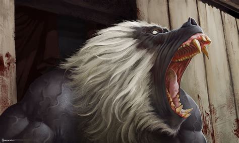 Hd Wallpaper Dark Fantasy Horror Monkey Monster Roar Teeth One