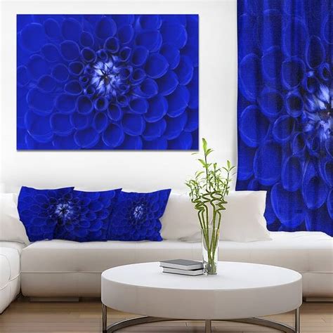 Designart Abstract Blue Flower Design Extra Large Floral Canvas Art