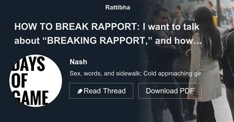 How To Break Rapport I Want To Talk About “breaking Rapport” And How