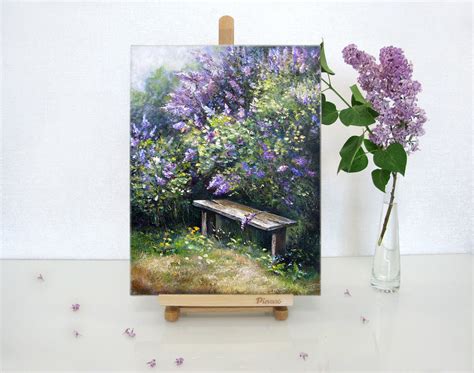 Lilac Painting Floral Original Art Lilac Tree Wall Art Canvas Etsy