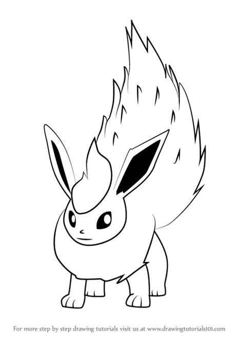 Pokemon Flareon Coloring Pages Step Drawing Draw Cute Drawings Eevee