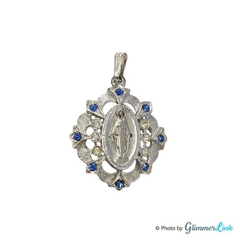 Vintage Our Lady Holy Virgin Mary Miraculous Medal Silver Tone Etsy