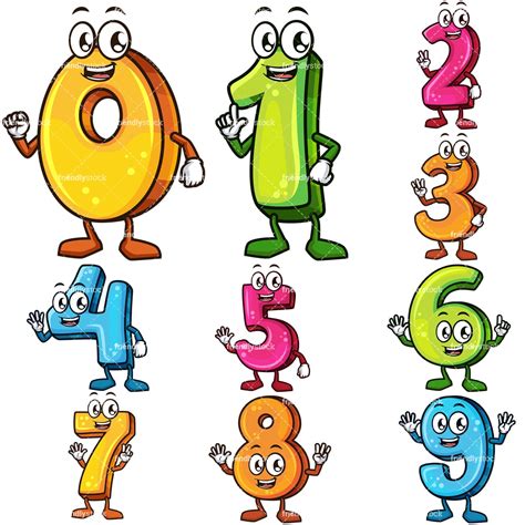 Cute Cartoon Numbers Clipart Vector Collection Friendlystock