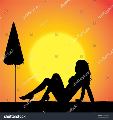 Vector Silhouette Of A Sexy Woman On The Beach 190558418 Shutterstock