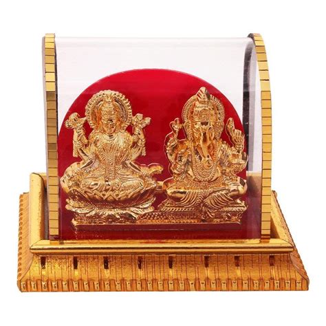 Buy Gold Plated Lord Ganesh And Maa Laxmi Acrylic Idols Hindu God