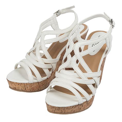 Womens Strappy White Wedge Sandals Shesole