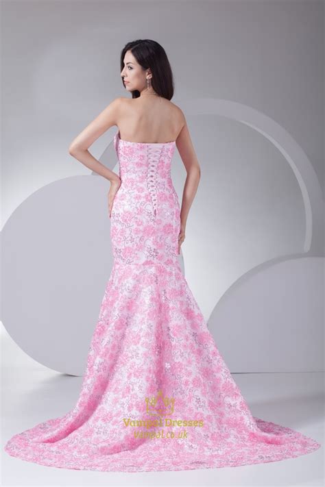 Find feminine mermaid illusion tulle neckline court train lace wedding dresses with long sleeves, full length wedding dresses, wedding dresses at discount prices. Pink Wedding Dress With Long Train, Pink Floral Mermaid ...