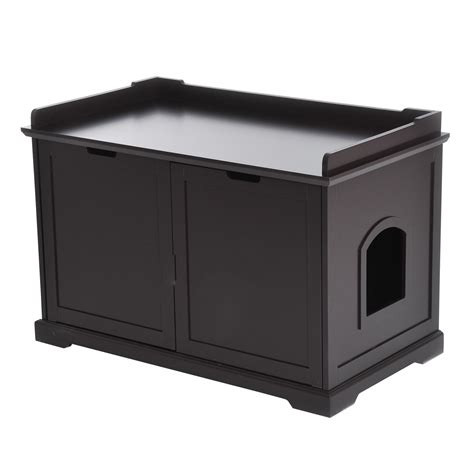 The storage cabinet comes with an optional hutch accessory, which. Hidden Kitty Litter Box Bench Enclosure Hall End Table Cat ...