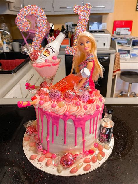 Barbie Cake Drunk Barbie Cake Pink Cake 21st Birthday Party Red Velvet Yummy Cake 21