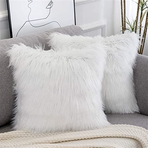 Decorative White Fluffy Pillow Covers New Luxury Series