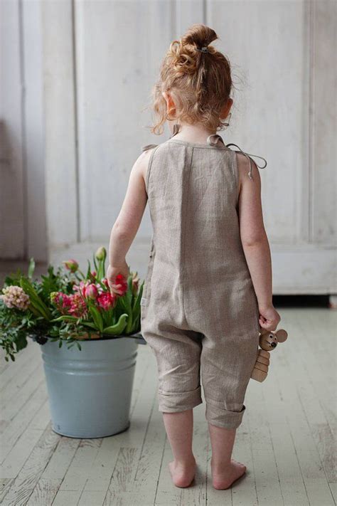 Linen Baby Girl Overalls Organic Linen Harem Jumpsuit Etsy