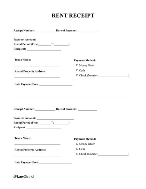 Free Rent Receipt Template Word And Pdf Receipts Lawdistrict