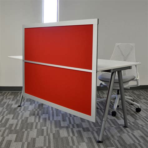 4 Desk Privacy And Modesty Screen With Solid Red Panels Contemporary