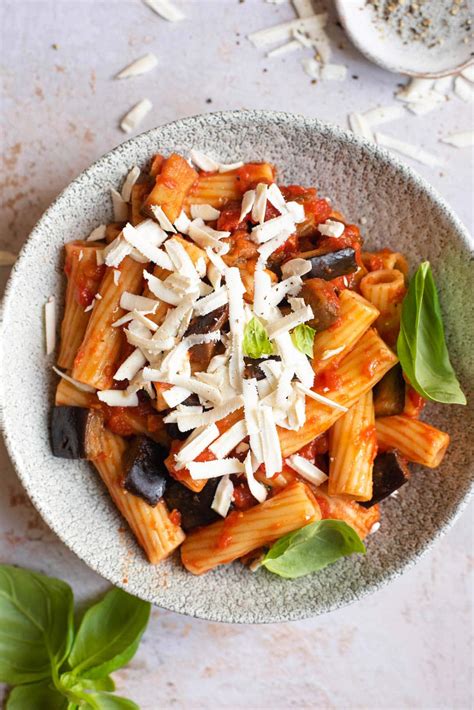 pasta alla norma eggplant pasta inside the rustic kitchen