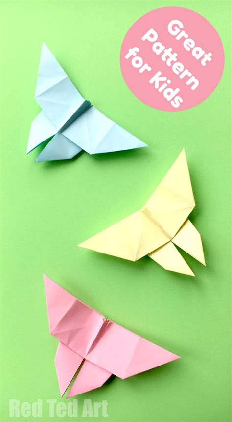 Easy Origami Butterfly Red Ted Art Kids Crafts