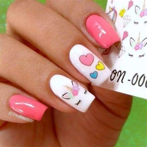 Dibujos para colorear para niñas. Unicornio | Manicura de uñas, Diseños de uñas de unicornio ...