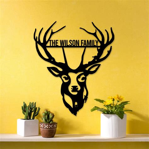 Personalized Deer Metal Wall Art With Led Lights Custom Etsy