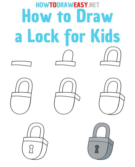 How to Draw a Lock Step by Step | Easy drawings for kids, Cute easy