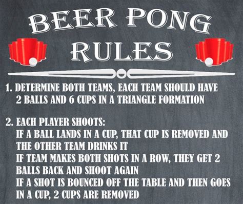 Drinking Games For Parties Beer Pong Rules Poster Beer Pong Party Beer
