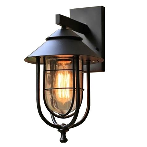 Get the best one for you! Home Decorators Collection 1-Light Sand Black Small Outdoor Wall Mount Sconce with Clear Glass ...
