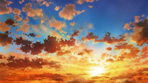 Download X Anime Landscape Sunset Clouds Sky Wallpapers For UHD TV WallpaperMaiden