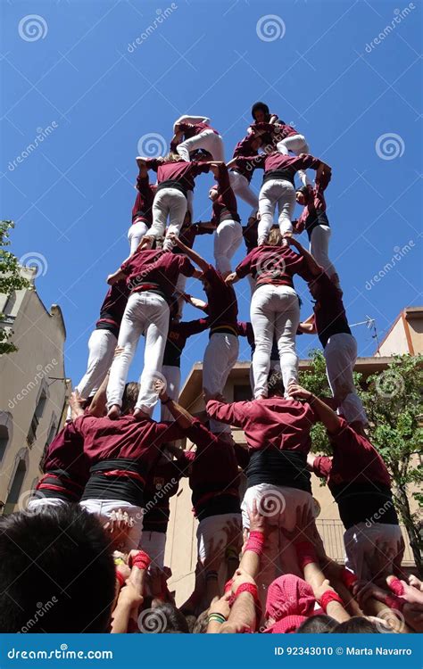 Castellers Human Tower From Catalonia Spain Editorial Image Image