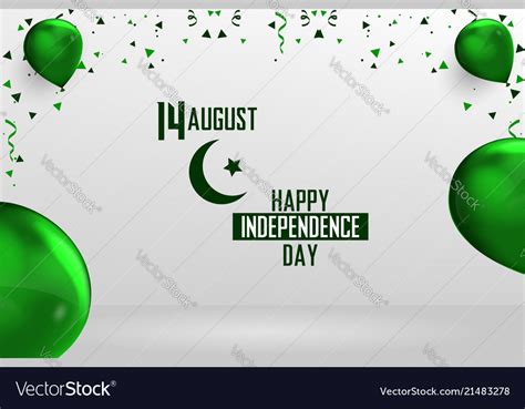 Happy Independence Day Pakistan 14 August Vector Image