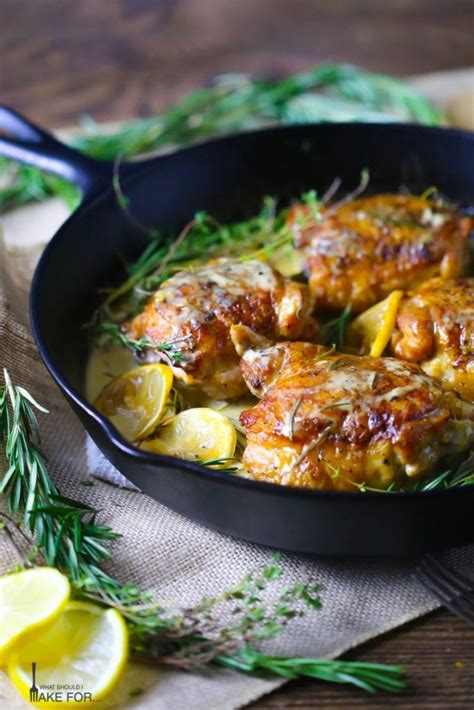 Don't waste a drop of the rich pan sauce; Creamy Lemon and Herb Chicken Thighs - What Should I Make ...