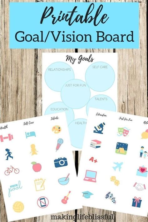 Kids Vision Board Printable Kit Kids Goal Board Editable Canva
