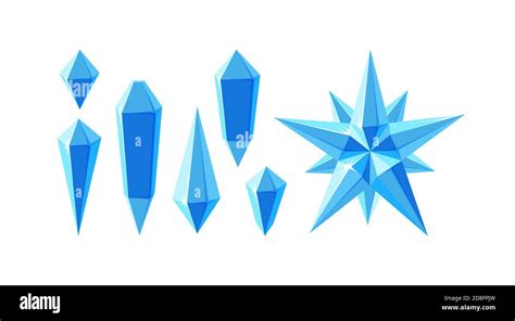 Crystal Gemstones And Star Set Of Ice Crystal Star And Separate Frozen