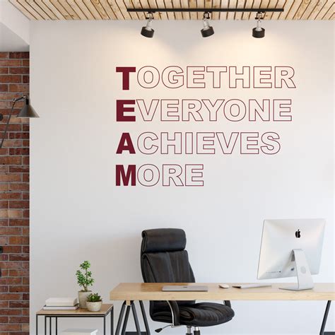 Team Office Wall Sticker Together Everyone Achieves More Swcreations