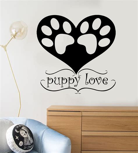 Vinyl Wall Decal Paw Print Puppy Love Pet Dog Stickers Mural Ig224